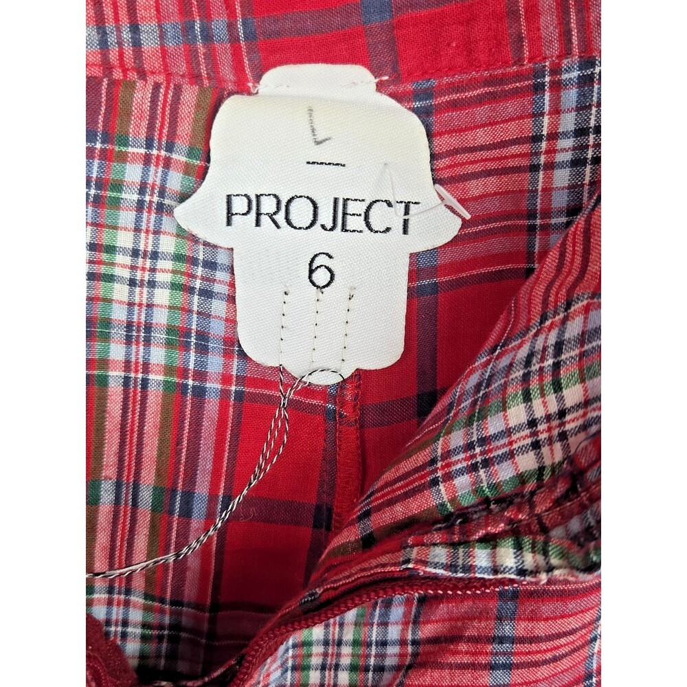 Project 6 Red Checked Plaid Large Kiku Pants Steam Punk Grunge 90s Emo Tapered - Picture 6 of 13